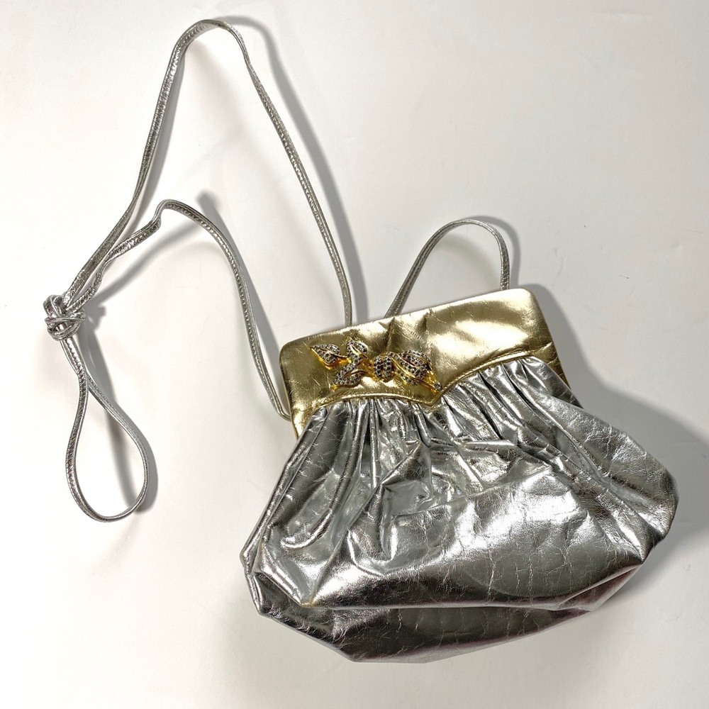 Vintage Metallic Silver and Gold Clutch Purse